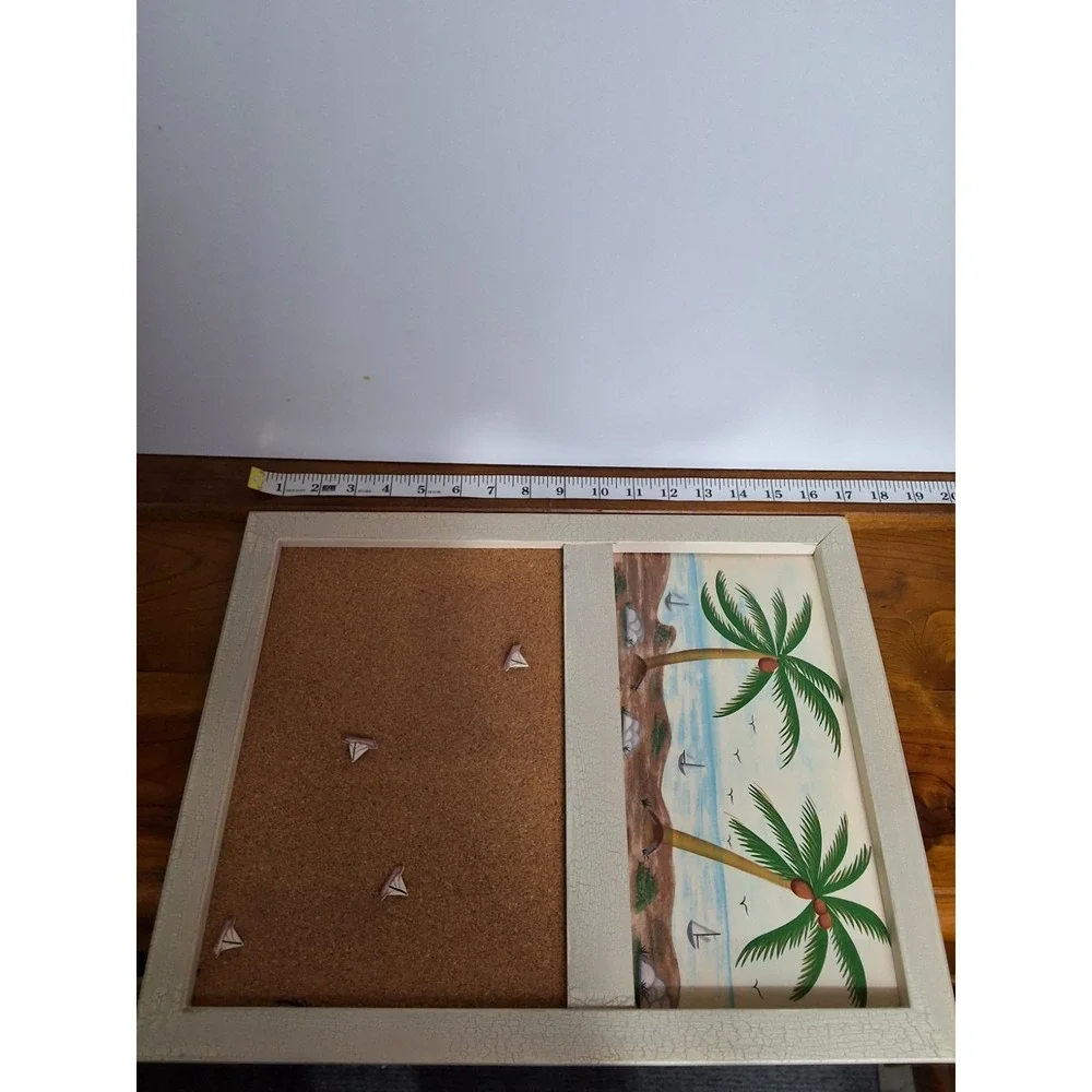 Vintage Beach Themed Cork Board. Approx. 17
